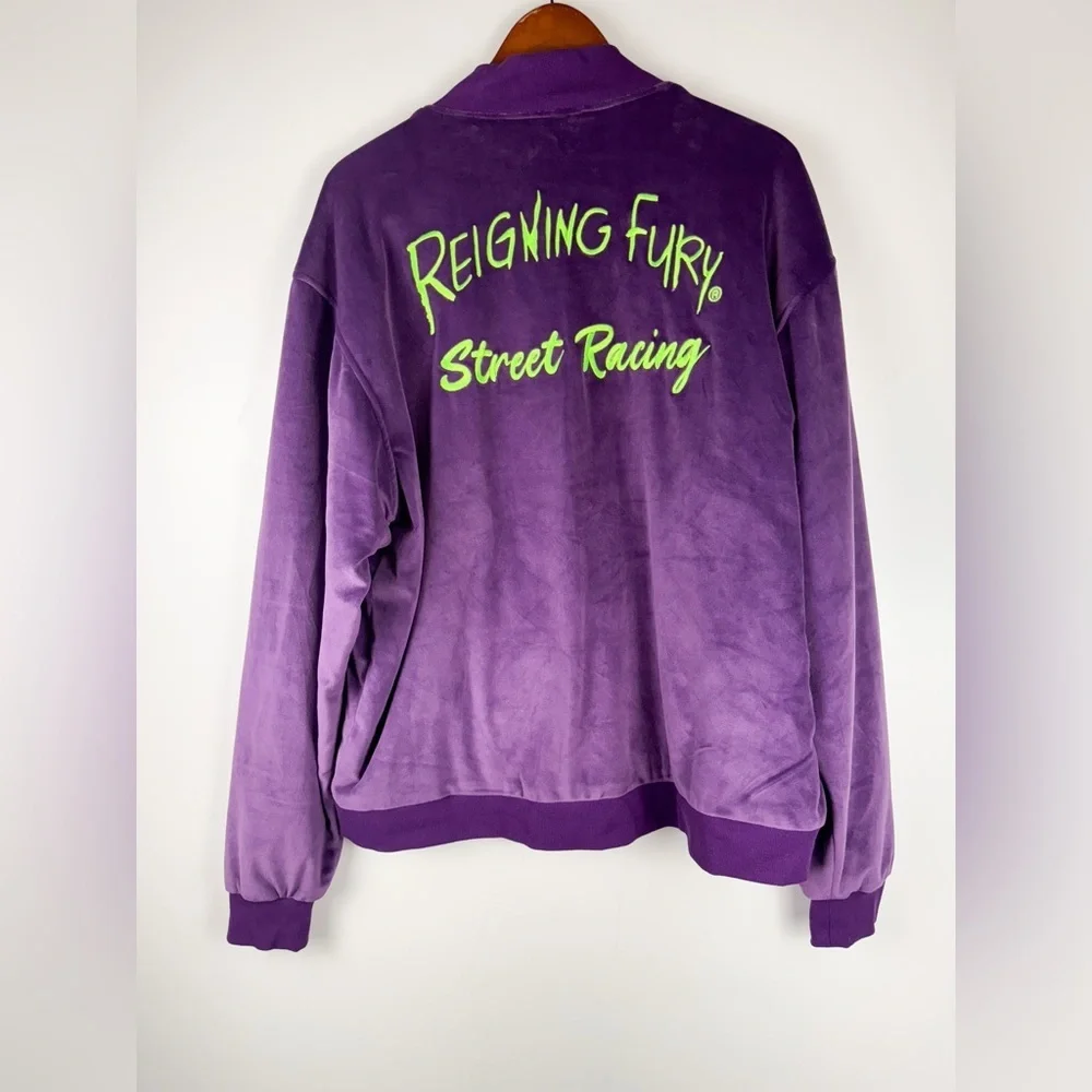 NWT Reigning Fury King Fury Purple Velour Full Zip Jacket Long Sleeve Set  XL